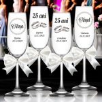 Set 4 Pahare Personalizate, Nunta de Argint, Miri, Nasi, Alb, PNA002 - imagine 3