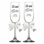 Set 4 Pahare Personalizate, Nunta de Argint, Miri, Nasi, Alb, PNA002 - imagine 4