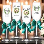 Set 4 Pahare Personalizate, Nunta de Aur, Miri, Nasi, Verde, PNAR002 - imagine 3