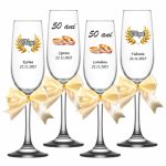 Set 4 Pahare Personalizate, Nunta de Aur, Miri, Nasi, Auriu, PNAR004