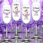 Set 4 Pahare Personalizate, Nunta, Miri, Nasi, Mov, PNBT001 - imagine 3