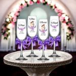 Set 4 Pahare Personalizate, Nunta, Miri, Nasi, Mov, PNBT001 - imagine 2