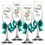 Set 4 Pahare Personalizate, Nunta, Miri, Nasi, Verde, PNBT003