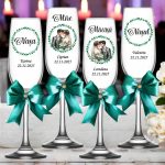 Set 4 Pahare Personalizate, Nunta, Miri, Nasi, Verde, PNBT010 - imagine 3