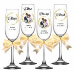 Set 4 Pahare Personalizate, Nunta, Miri, Nasi, Auriu, PNBT012