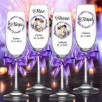 Set 4 Pahare Personalizate, Nunta, Miri, Nasi, Mov, PNBT013 - imagine 3