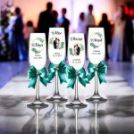 Set 4 Pahare Personalizate, Nunta, Miri, Nasi, Verde, PNBT015 - imagine 2