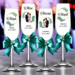 Set 4 Pahare Personalizate, Nunta, Miri, Nasi, Verde, PNBT015 - imagine 3