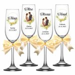 Set 4 Pahare Personalizate, Nunta, Miri, Nasi, Auriu, PNBT017