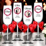 Set 4 Pahare Personalizate, Nunta, Miri, Nasi, Rosu, PNBT019 - imagine 3