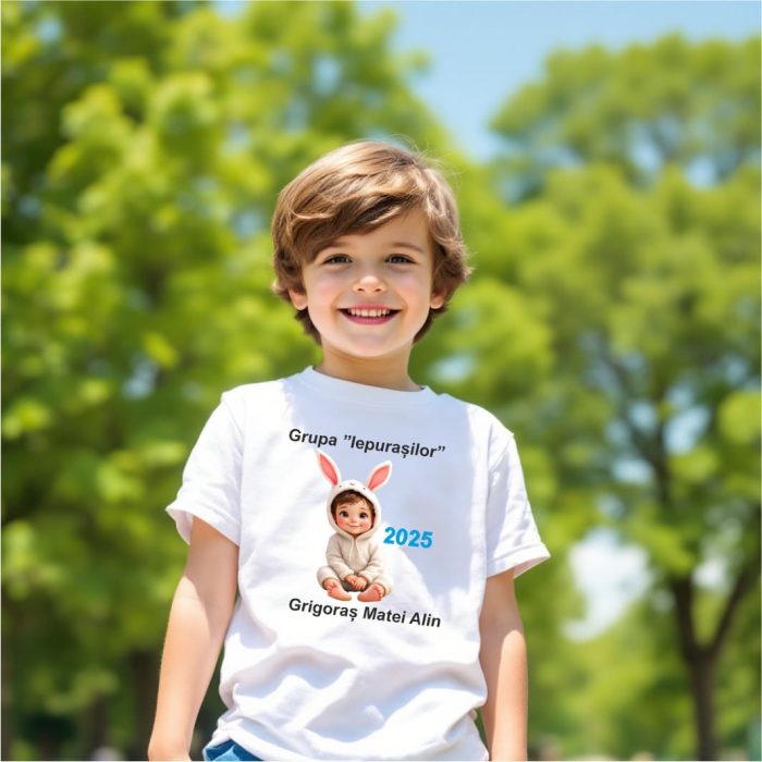 Tricou Personalizat, Absolvire, Baietel, Grupa Iepurasilor, Bumbac, Alb, TABS006 - imagine 2