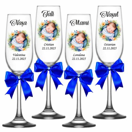 pahare botez personalizate bebelus albastru