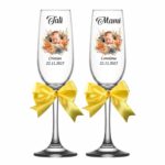pahare botez personalizate floral bebelus