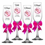 pahare botez personalizate floral roz