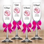 pahare botez personalizate floral roz