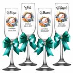 pahare botez personalizate floral verde