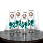 pahare botez personalizate floral verde