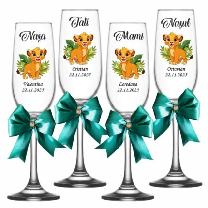 pahare botez personalizate simba verde