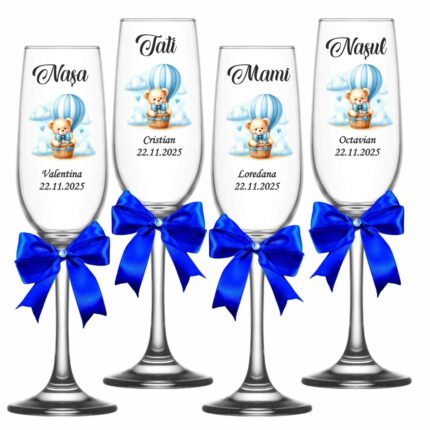 pahare botez personalizate ursulet balon