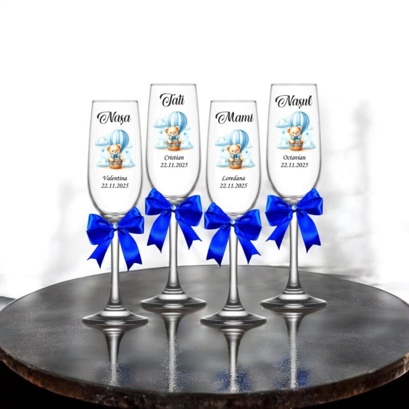pahare botez personalizate ursulet balon