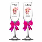 pahare botez personalizate ursulet roz