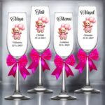pahare botez personalizate ursulet roz