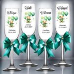 pahare botez personalizate ursulet verde