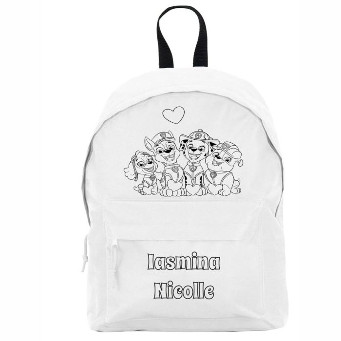 Ghiozdan personalizat cu nume, Scoala, Patrula Catelusilor, 38×28 cm, Alb, GS008 - imagine 1