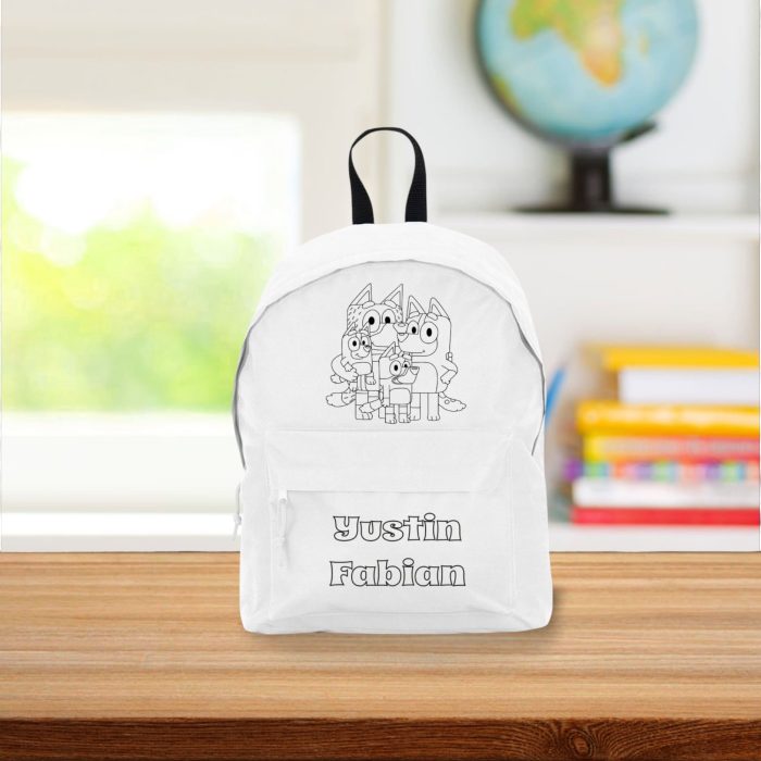 Ghiozdan personalizat cu nume, Scoala, Bluey, 38×28 cm, Alb, GS009 - imagine 2