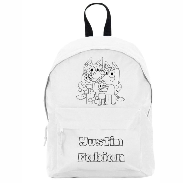 Ghiozdan personalizat cu nume, Scoala, Bluey, 38×28 cm, Alb, GS009 - imagine 1
