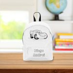 Ghiozdan personalizat cu nume, Scoala, Cars, 38×28 cm, Alb, GS010 - imagine 2