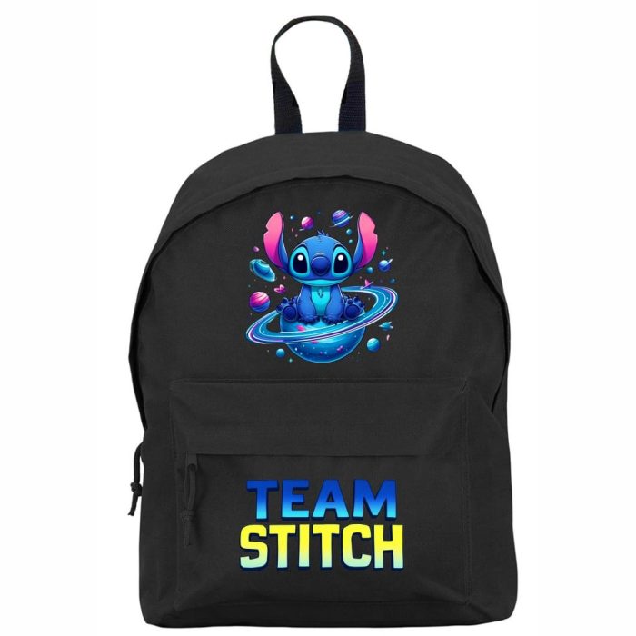 Ghiozdan pentru scoala, Stitch, 38×28 cm, Negru, GS025 - imagine 1