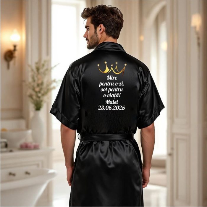 Halat mire, Personalizat, Nunta, Negru, Satin, HMIN01 - imagine 2