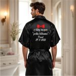 Halat mire, Personalizat, Nunta, Negru, Satin, HMIN04 - imagine 2