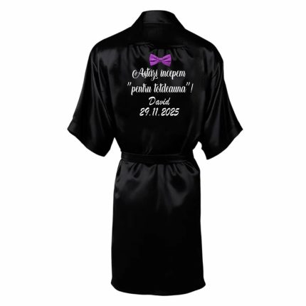Halat mire, Personalizat, Nunta, Negru, Satin, HMIN06