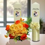 Set Lumanari Nunta, Personalizate, Mire Mireasa, 2 Bucati, Crem, 35 cm, LN030 - imagine 3