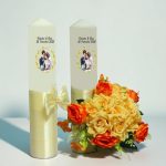 Set Lumanari Nunta, Personalizate, Mire Mireasa, 2 Bucati, Crem, 35 cm, LN030 - imagine 4