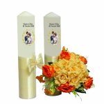 Set Lumanari Nunta, Personalizate, Mire Mireasa, 2 Bucati, Crem, 35 cm, LN030 - imagine 2