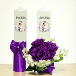 Set Lumanari Nunta, Personalizate, Mire Mireasa, 2 Bucati, Mov, 35 cm, LN032 - imagine 3