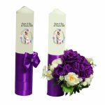 Set Lumanari Nunta, Personalizate, Mire Mireasa, 2 Bucati, Mov, 35 cm, LN032 - imagine 2