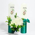Set Lumanari Nunta, Personalizate, Mire Mireasa, 2 Bucati, Verde, 35 cm, LN033 - imagine 4