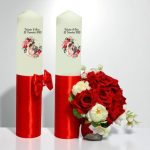 Set Lumanari Nunta, Personalizate, Mire Mireasa, 2 Bucati, Rosu, 35 cm, LN037 - imagine 4
