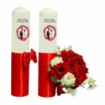 Set Lumanari Nunta, Personalizate, Mire Mireasa, 2 Bucati, Rosu, 35 cm, LN039 - imagine 2