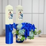 Set Lumanari Nunta, Personalizate, Mire Mireasa, 2 Bucati, Albastru, 35 cm, LN041 - imagine 4