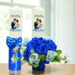 Set Lumanari Nunta, Personalizate, Mire Mireasa, 2 Bucati, Albastru, 35 cm, LN042 - imagine 3