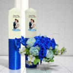 Set Lumanari Nunta, Personalizate, Mire Mireasa, 2 Bucati, Albastru, 35 cm, LN042 - imagine 4