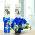 Set Lumanari Nunta, Personalizate, Mire Mireasa, 2 Bucati, Albastru, 35 cm, LN043 - imagine 3