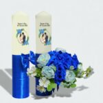 Set Lumanari Nunta, Personalizate, Mire Mireasa, 2 Bucati, Albastru, 35 cm, LN043 - imagine 4