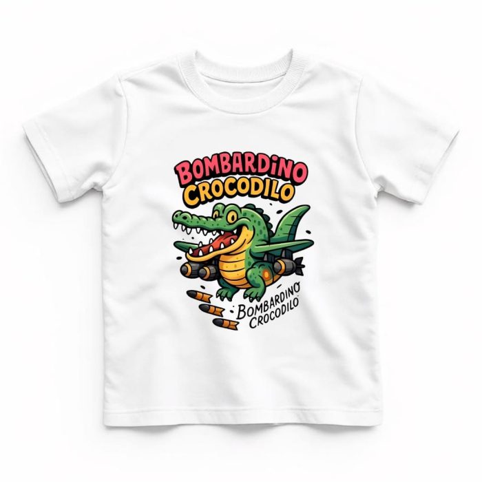 Tricou Personalizat, Copii, Bombardino Crocodilo, Bumbac, Alb, TU117 - imagine 1