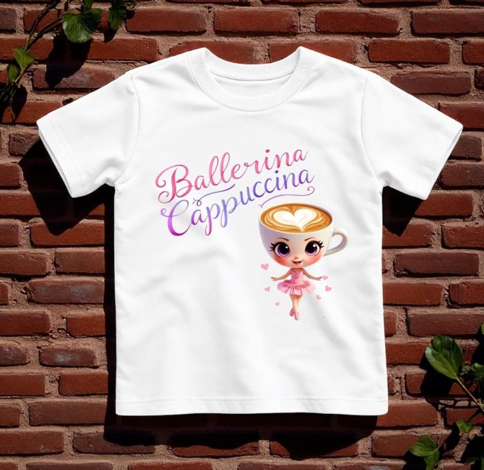 Tricou Personalizat, Copii, Ballerina Cappuccina, Bumbac, Alb, TU122 - imagine 3